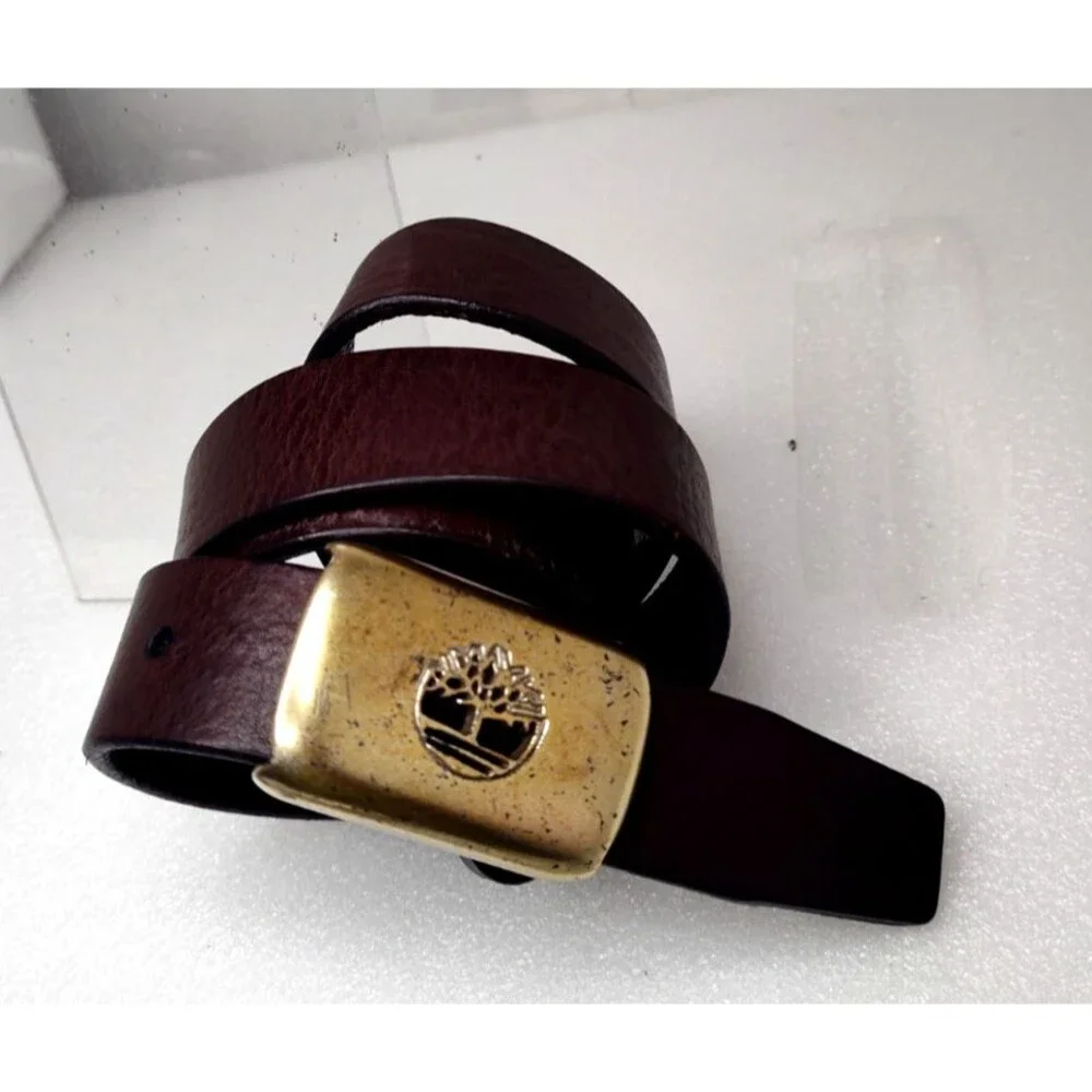 Timberland Brown Italian Genuine Leather Belt  Men's Size 32  Hook Belt Closure